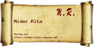 Mider Rita névjegykártya